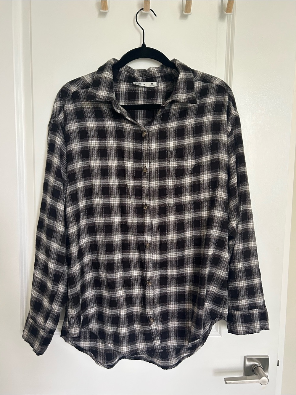 Hollister Black and White Plaid Button-Down Shirt